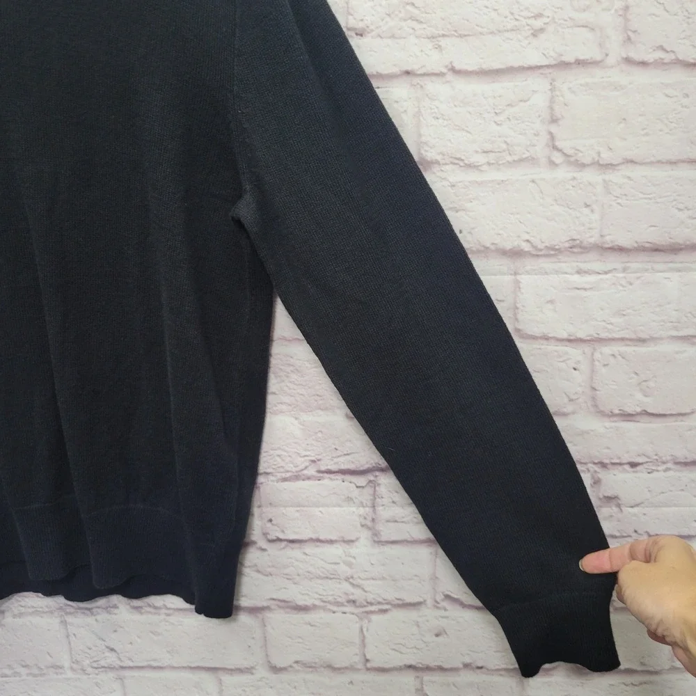 NEW J Crew Black Pullover Sweater Mens M 1/4‎ Zip 100% Cotton Knit Stretch Comfy
